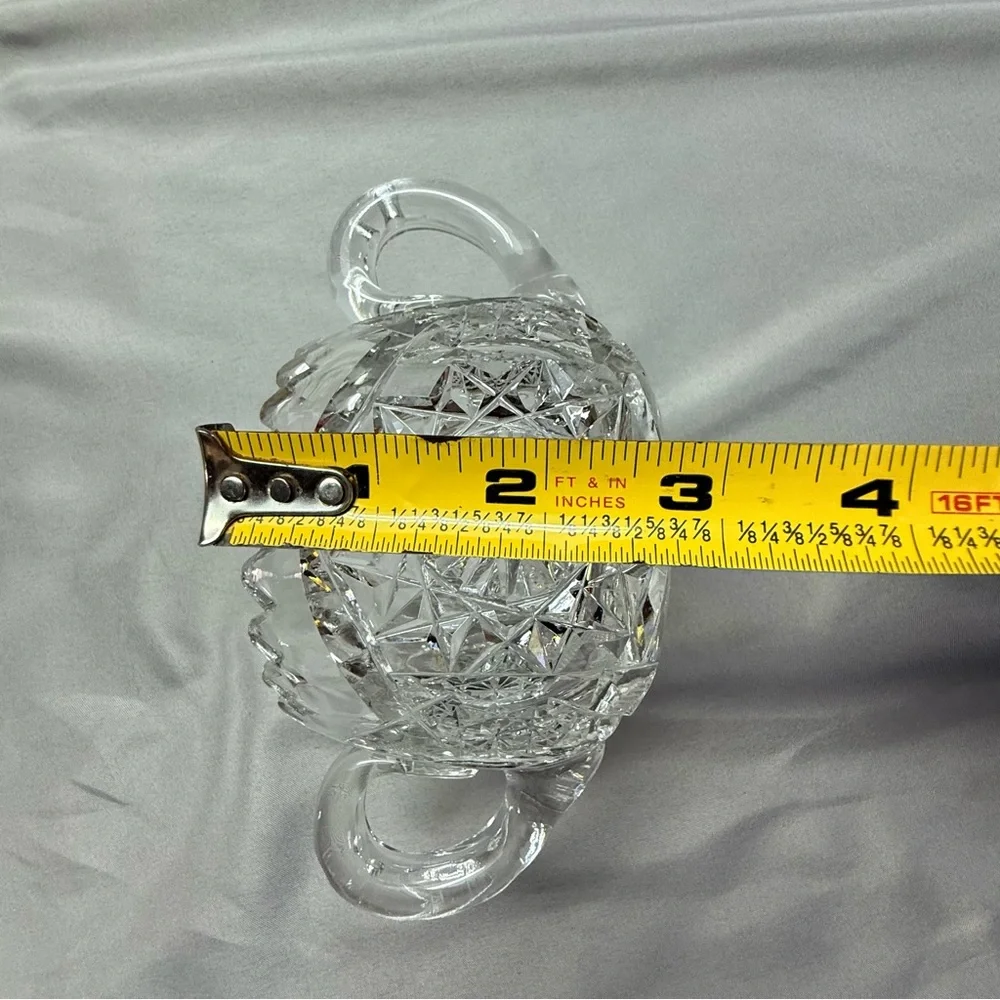 Antique American Brilliant Period Cut Glass Sugar Bowl Hobstar Sawtooth Crystal